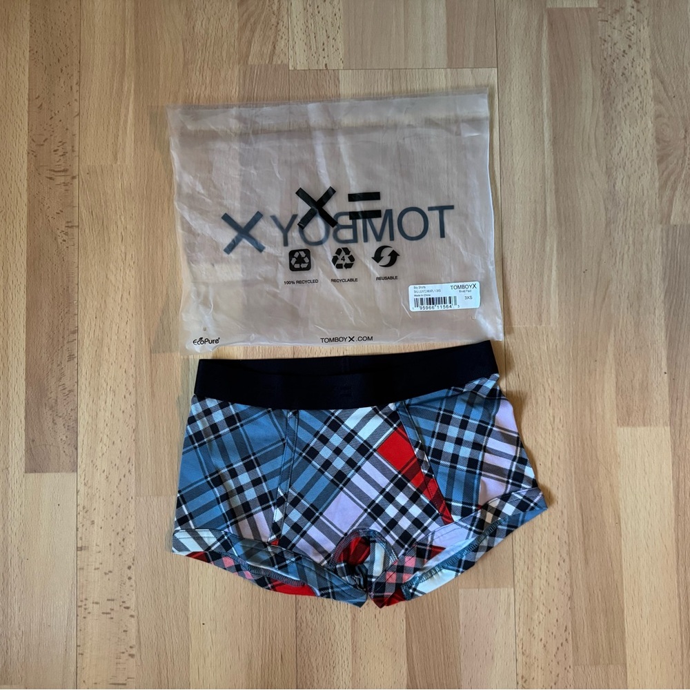 TomboyX Mixed Plaid Boy Short Boxer, Size: 3X-Small